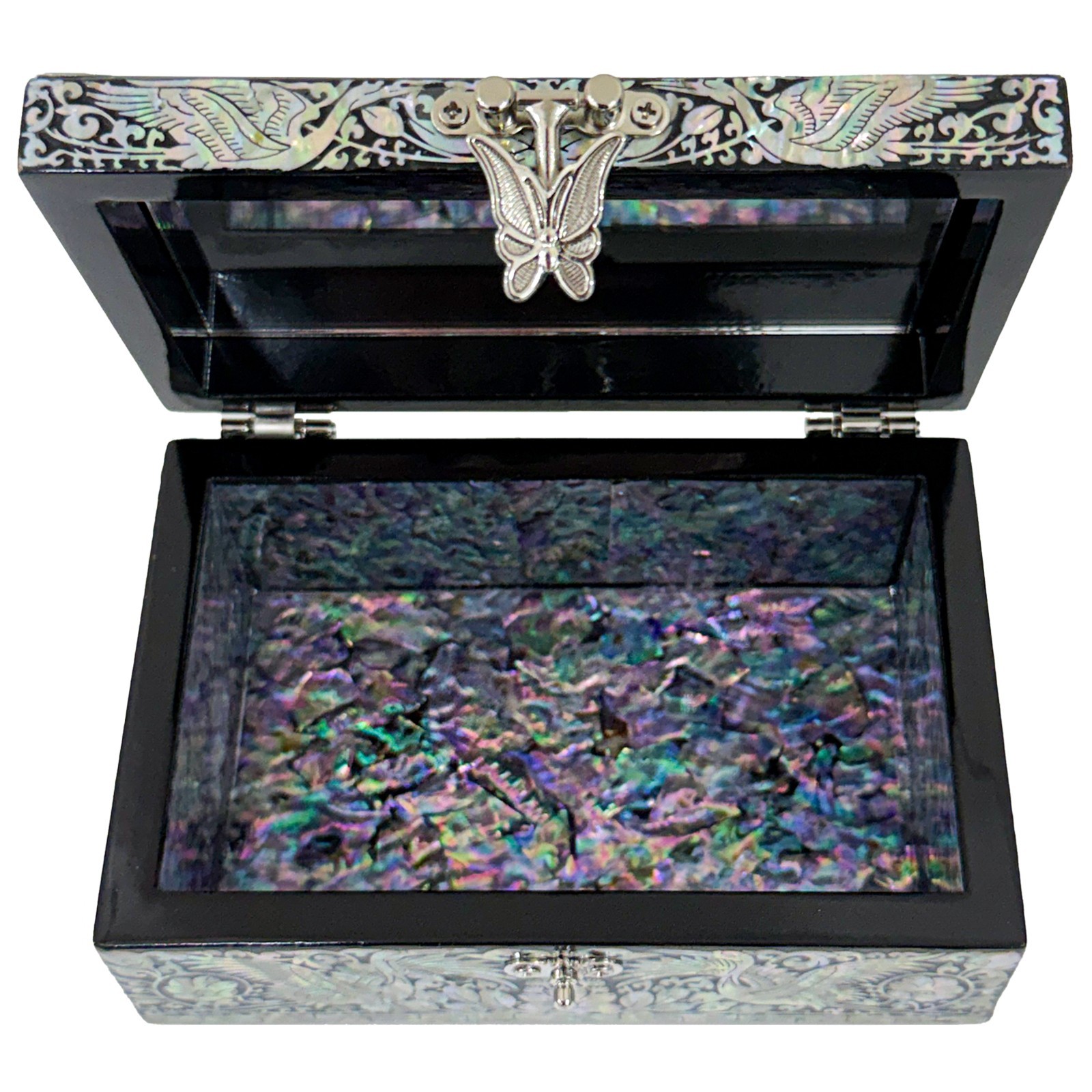 Korea Traditional Mother of Pearl Crane Jewelry Box wood trinket box