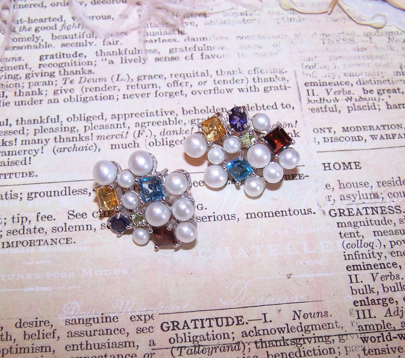 ROSS SIMONS Sterling Silver Cultured Pearl and Multi Gemstone Earrings