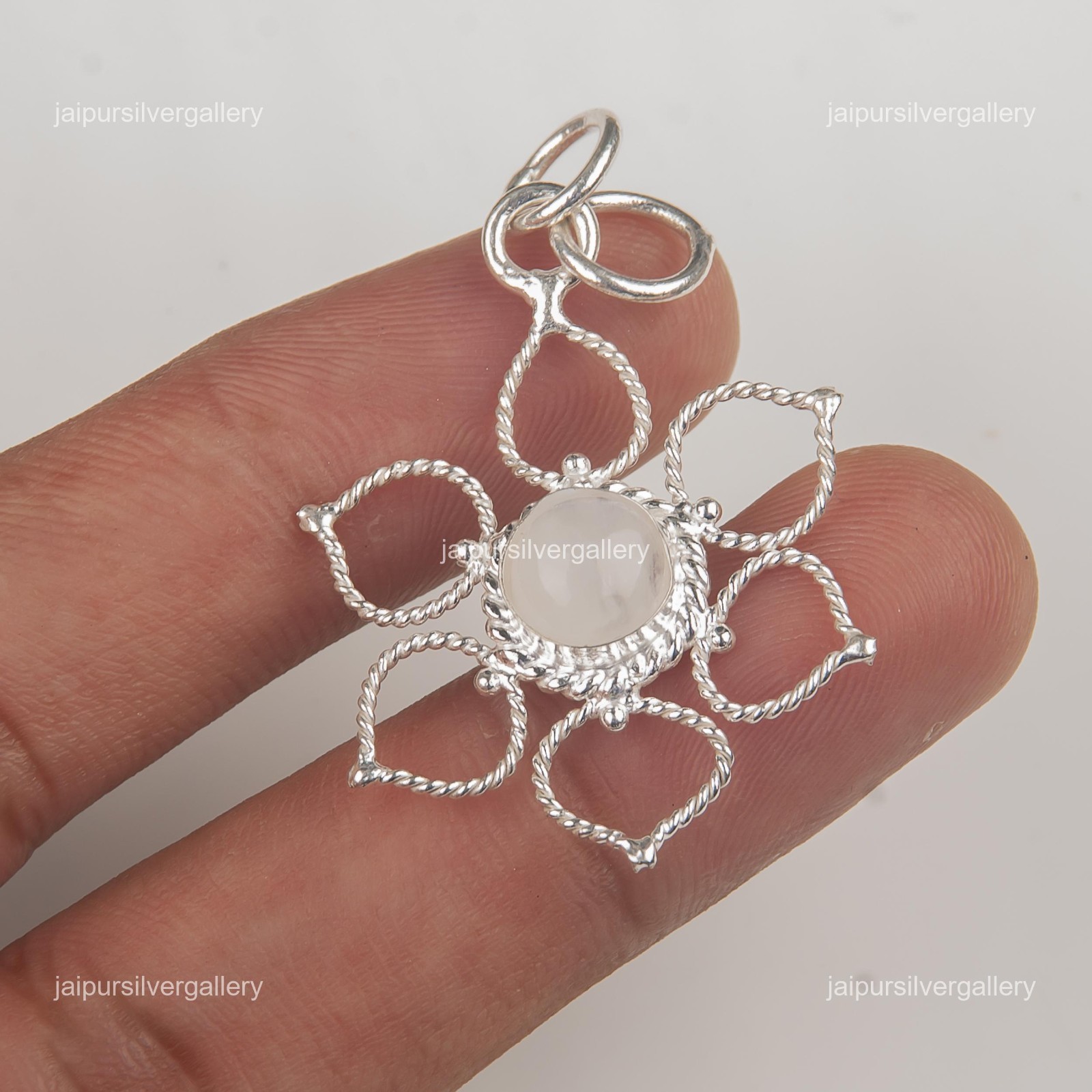 Rainbow Moonstone Gemstone Jewelry 925 Silver Handmade Pendant 1.44″ For Mother