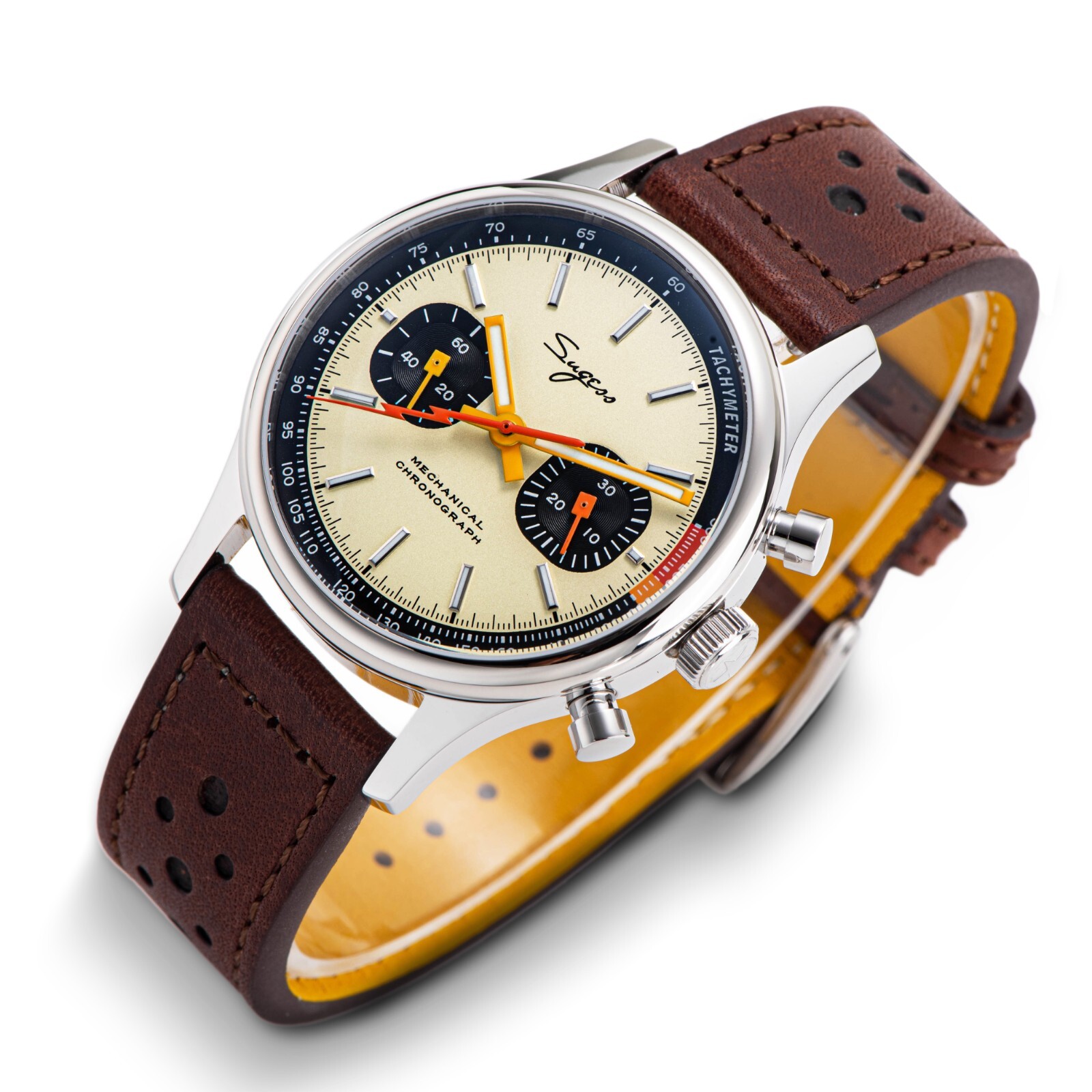 Seagull Sugess ST1901 Panda 40mm Cream V2 Racing Chronograph Sapphire 1963 BNIBr