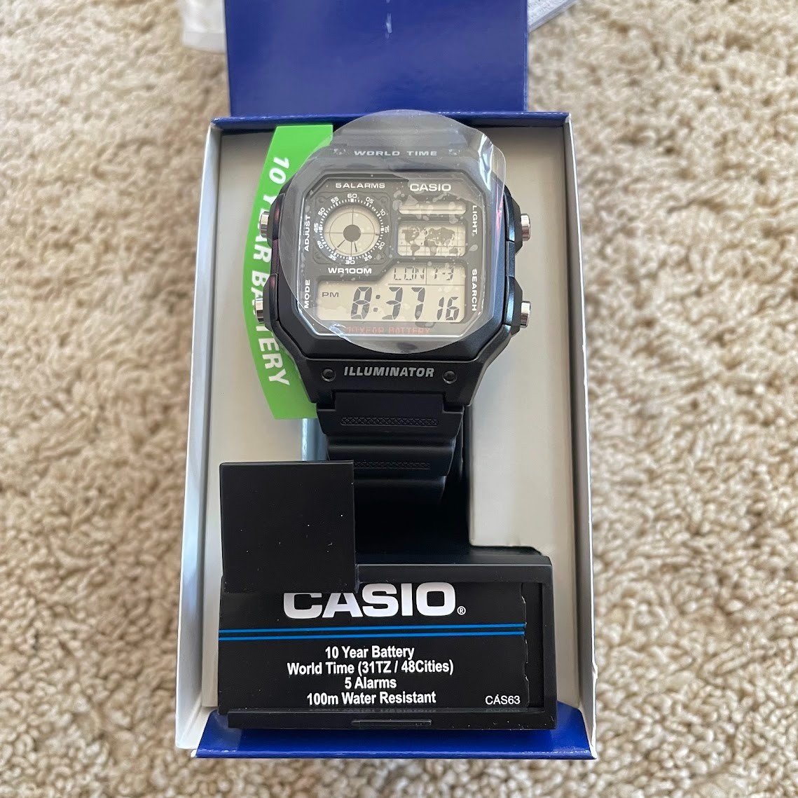 CASIO Men’s Digital Wrist Watch AE1200WH-1AVCF 100M WR LED Light 10 Year Battery