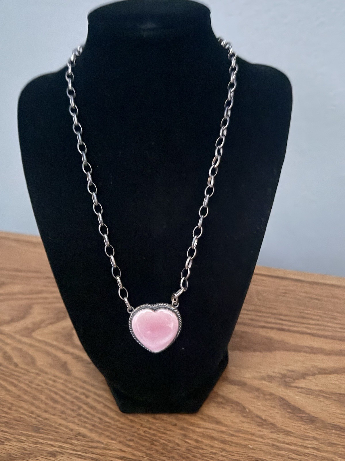 Pink Conch Heart Silver Pendant Native American Tatum Skeets