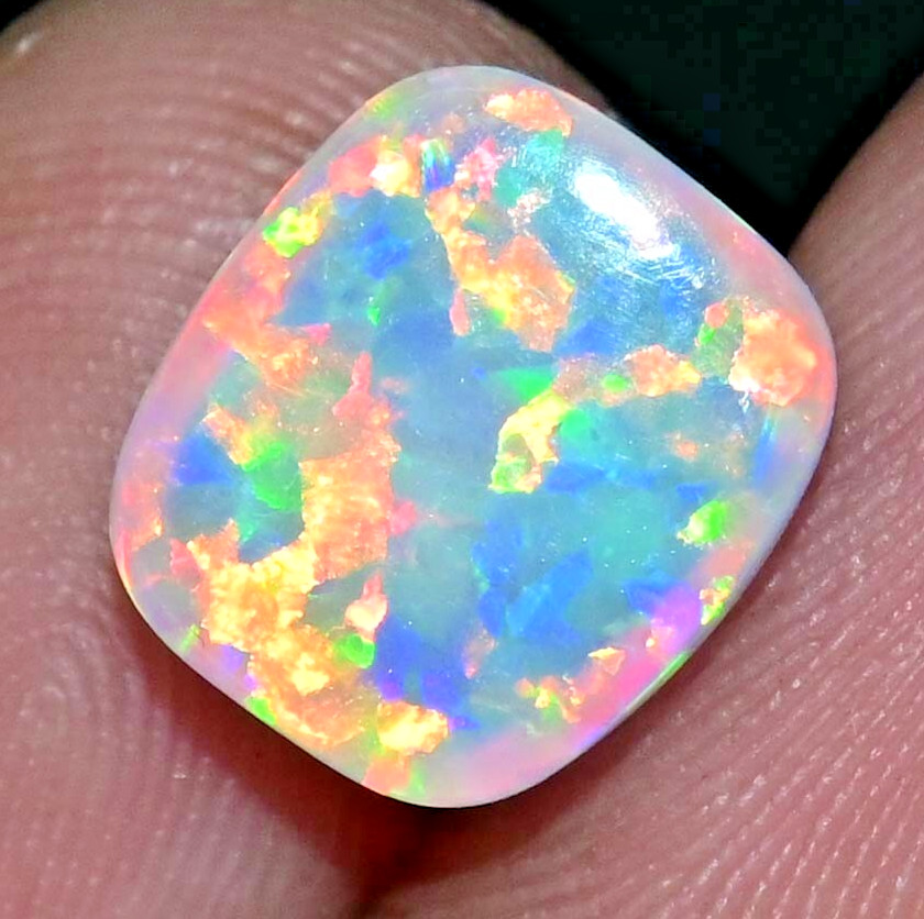Natural Play of Color Ethiopian Fire Opal 4.10 Ct Cabochon Certified Gemstone