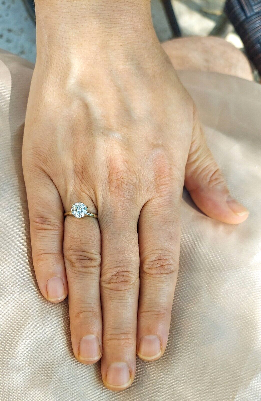 Engagement ring Size 5.75 10k gold ring, 1.26 carat certified. Solitaire ring