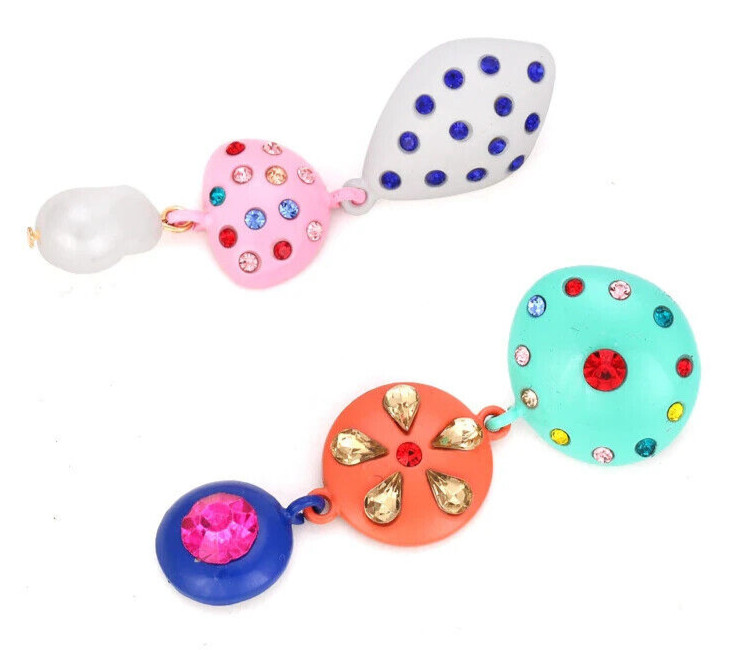 Funky RAINBOW Color FRUIT Flower Pearl TASSEL Betsey Johnson Dangle Earrings H5