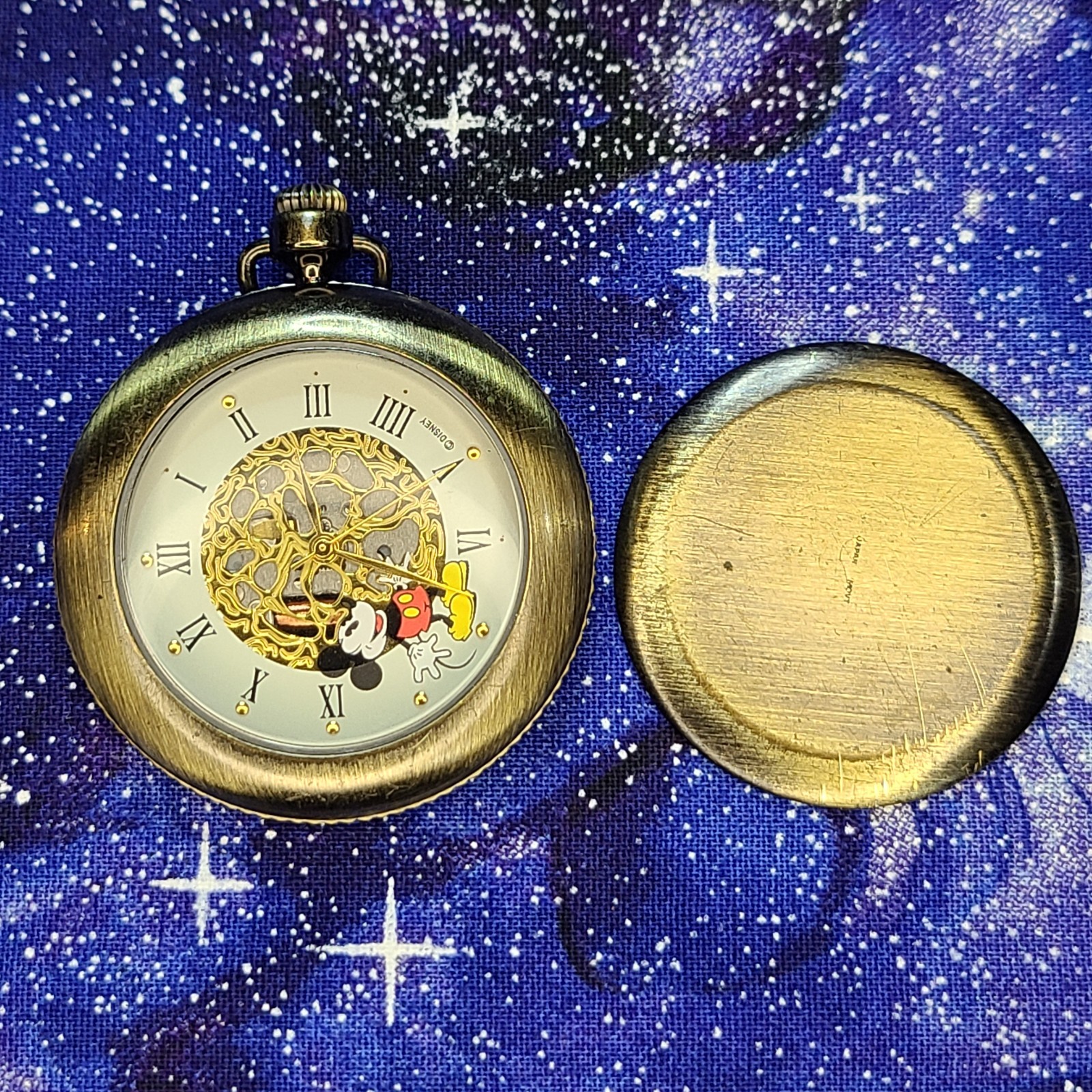 Vtg Lorus Disney Mickey Mouse Bronze Quartz Pocket Watch Fob Ready To Wear|Video