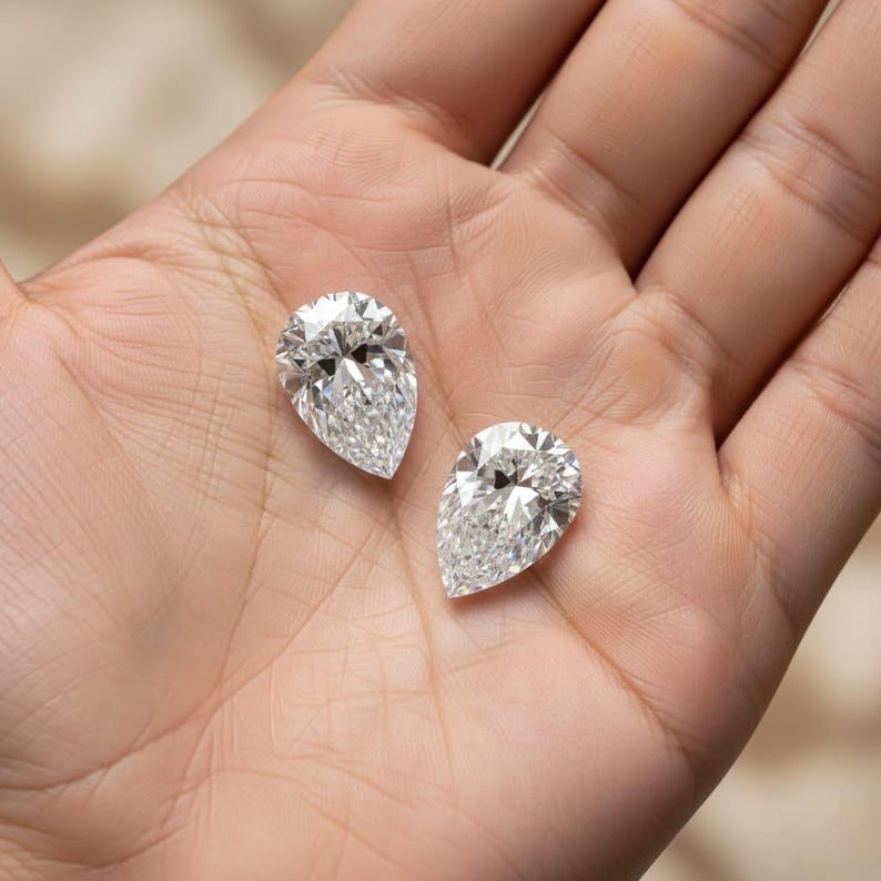 3.85CT Pair Pear Cut D Color VVS1 Clarity Loose Lab Grown Moissanite Diamond 7×9