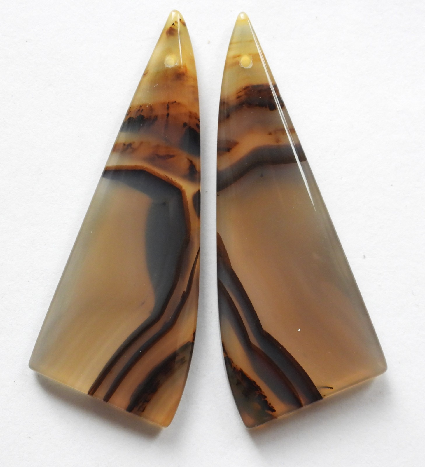 50.00 Ct Natural Montana Agate (47.6mm X 17.6mm each) Drilled Match Pair