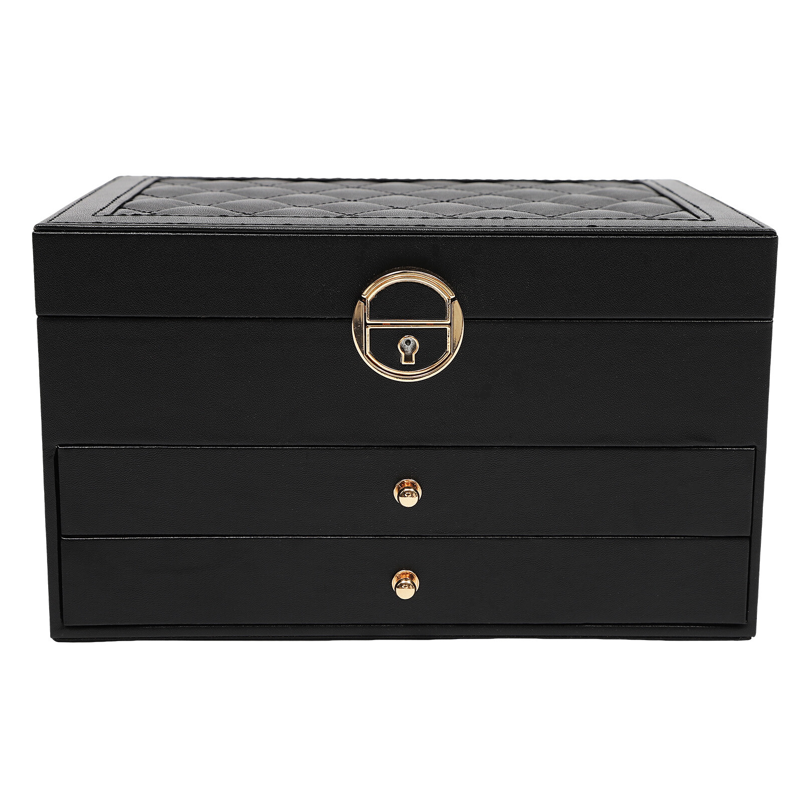3-Layer Lockable Jewelry Box Organizer with Velveteen Lining