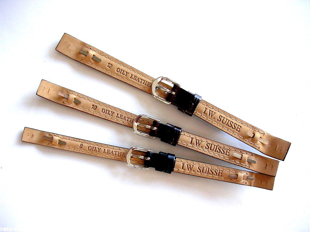 Open End Oily Leather Vintage Wire Lugs watch band strap IW SUISSE 8 10 16 18 20