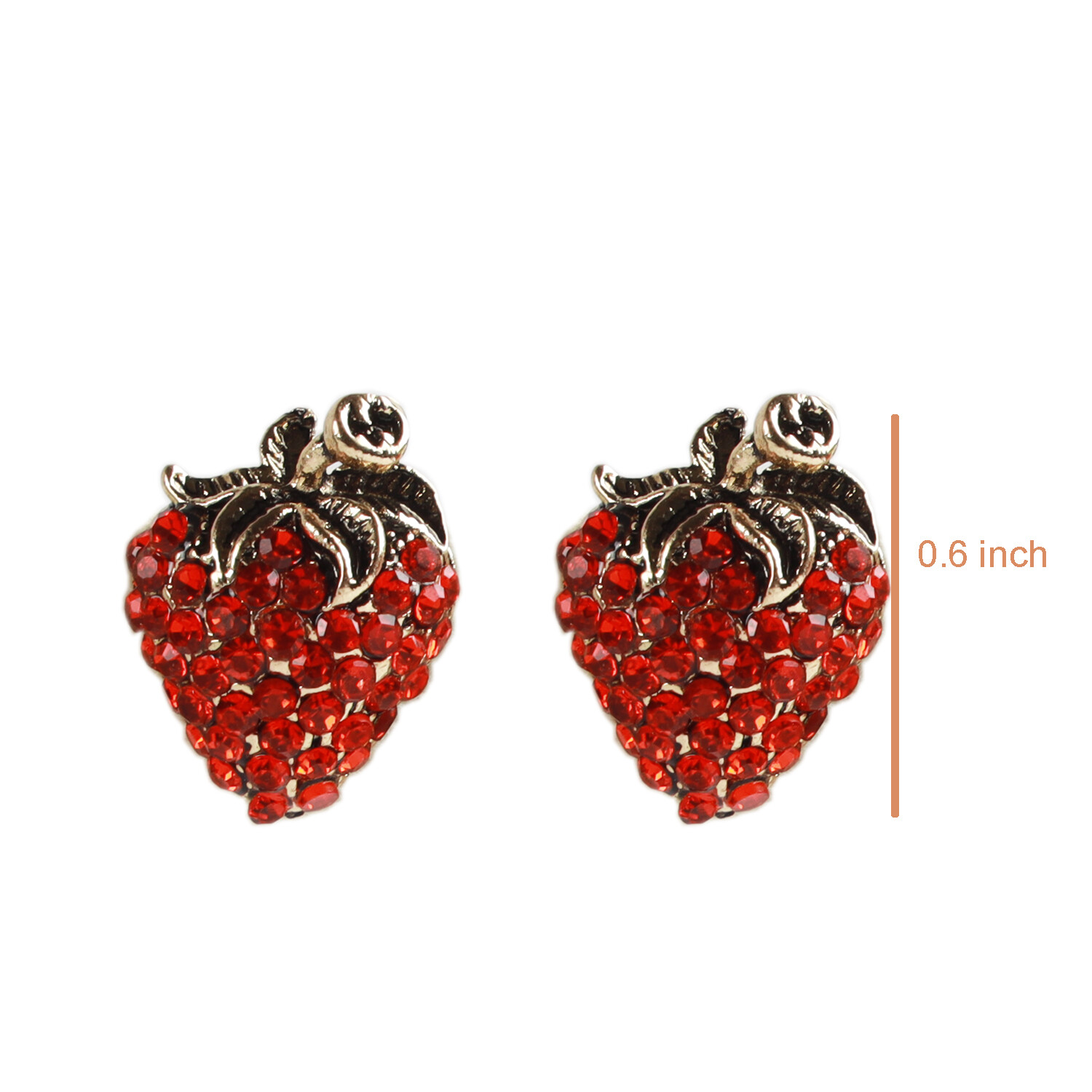 Earring for Women Strawberry Shape Ear Stud Crystal Paved Mini Shinny Ear Rings