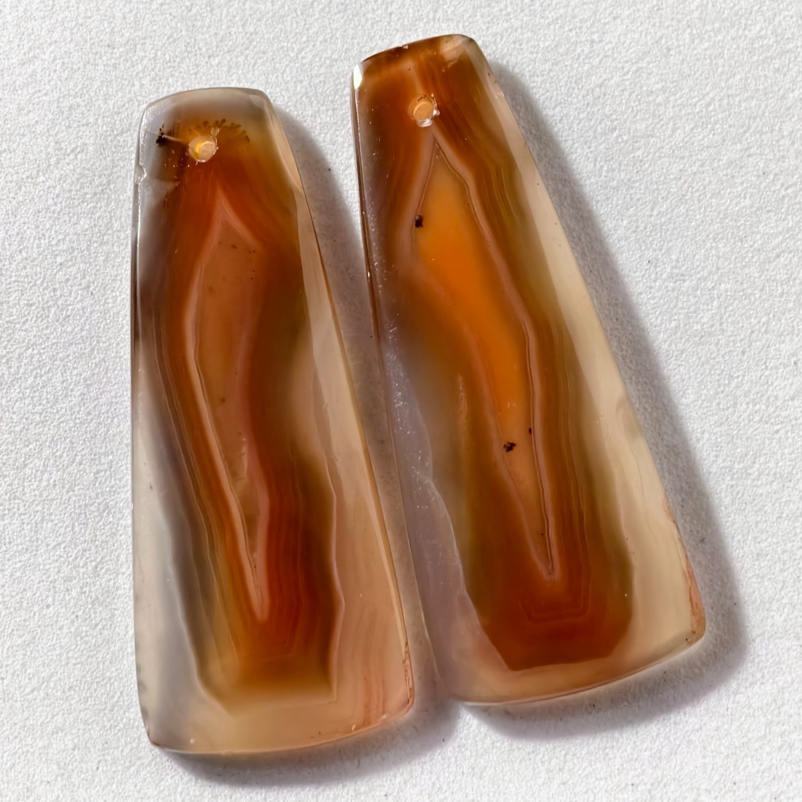 32 Cts Natural Botswana Agate Drilled Pair Cabochon Gemstone 35 X 14.2 MM