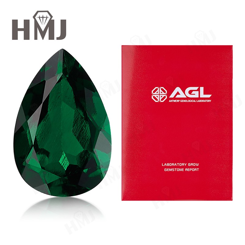 Certified Zambian Emerald Pear Cut Round Cushion Lab Grown Loose Emerald Jewelry