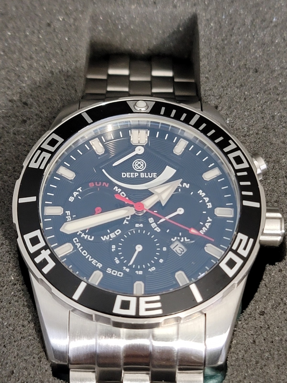 Deep Blue Cal Diver Black Dial 46mm Miyota 9100 Automatic With Sapphire Crystal