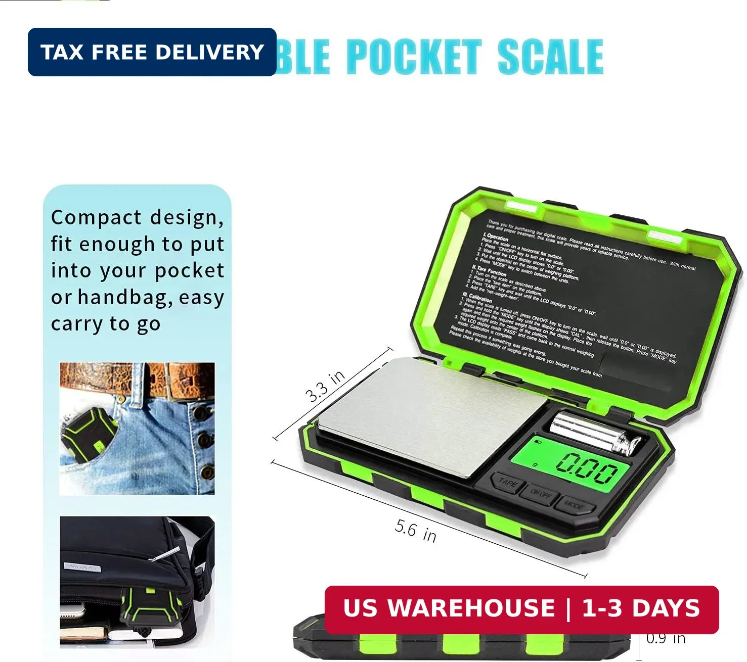 Fuzion Digital Pocket Scale, 200g x 0.01g Gram Scale, Mini Scale 6 Units Jewelry