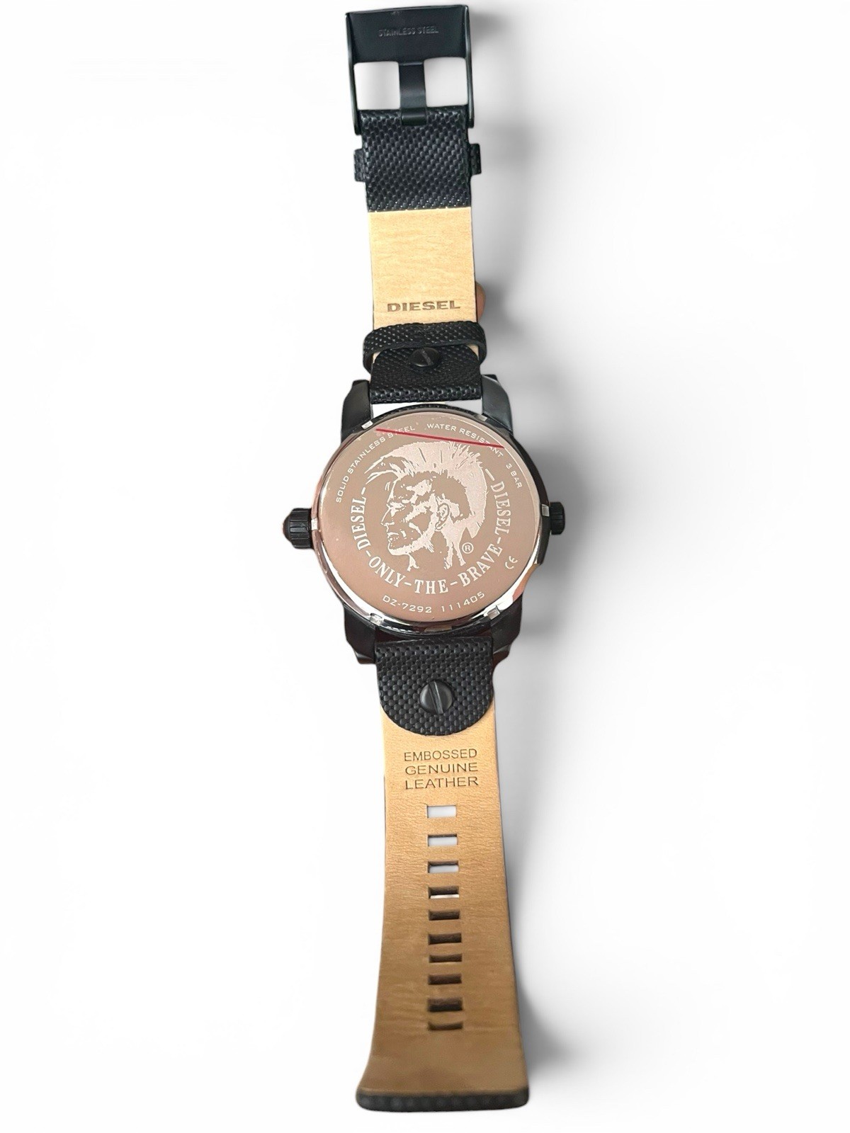 Diesel DZ7292 Little Daddy Only The Brave Black Leather Men’s Watch 57mm