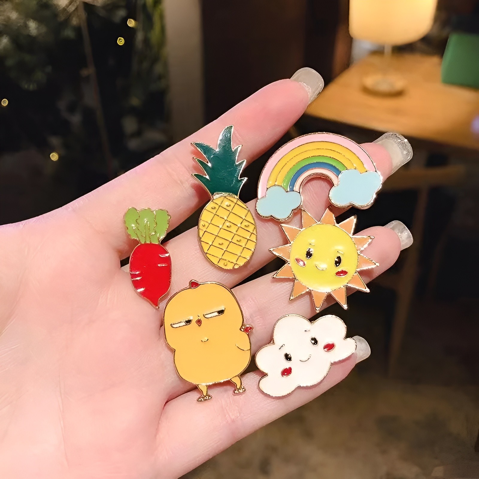 10-50pcs Random Enamel Pins Cute Animal Plant Metal Brooch Badges Set Gift