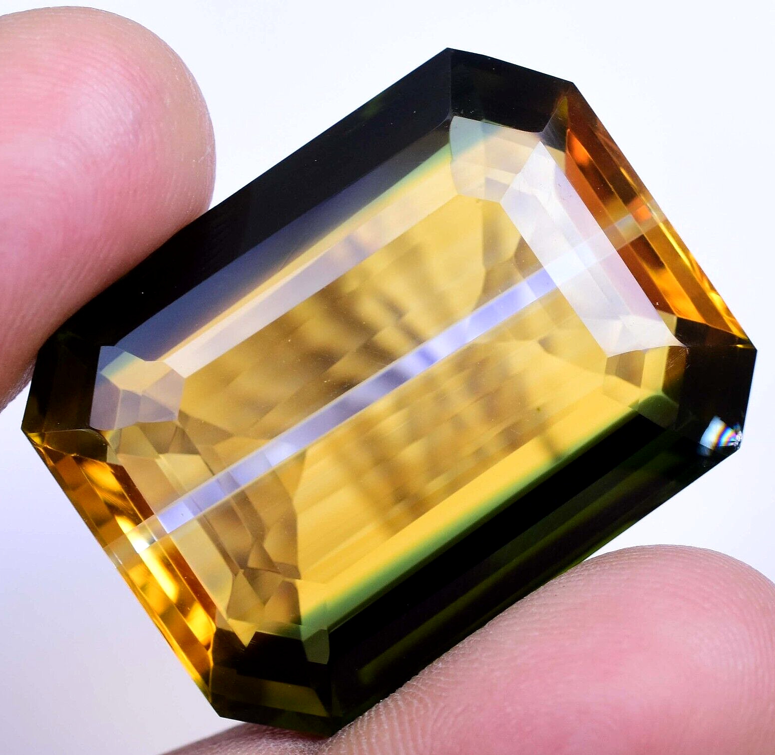 Natural Bi-Color Tourmaline 72.90 Ct Emerald Cut AGL Certified GIGANTIC Gemstone