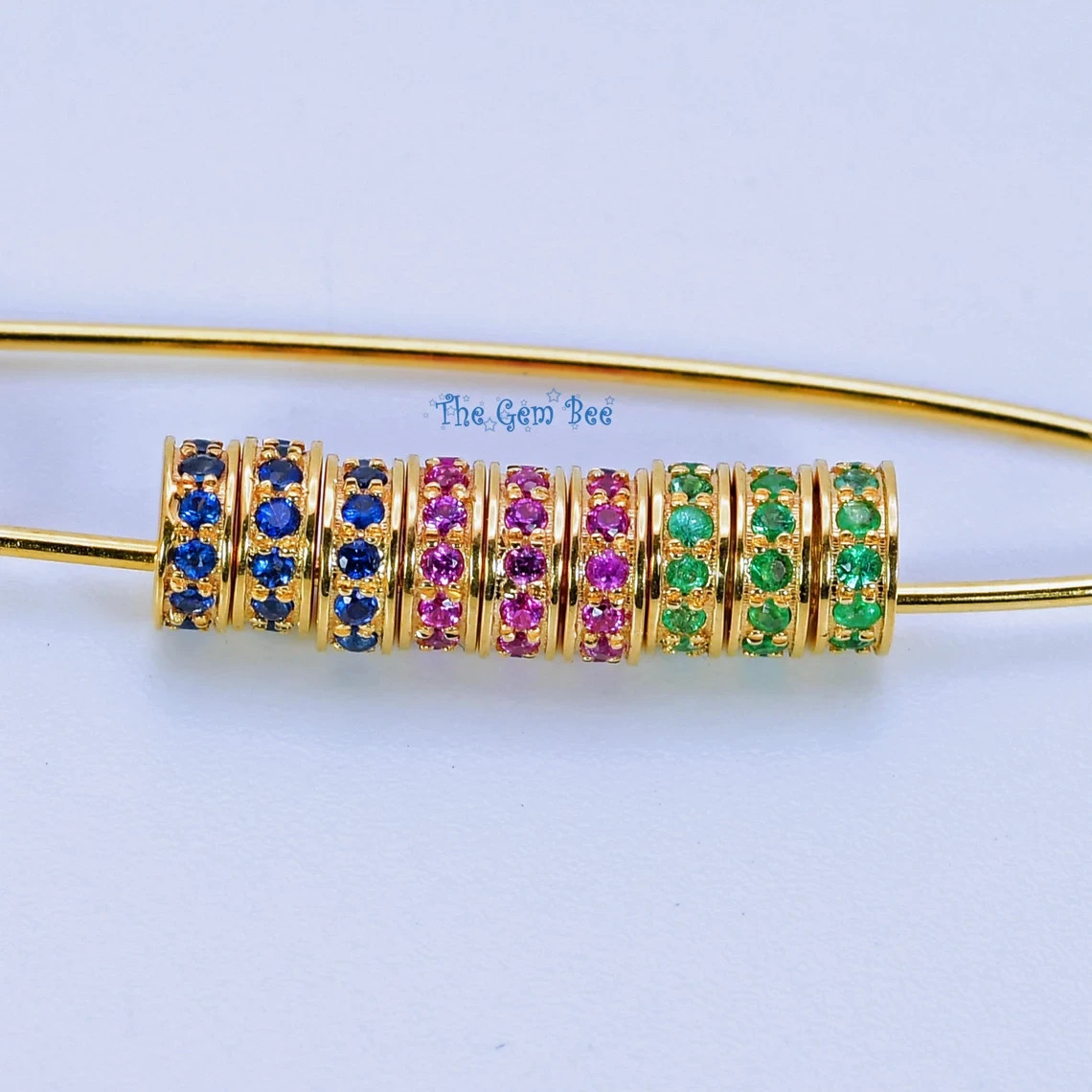 5mm 18k Solid Yellow Gold Ruby Eternity Rondelle Spacer Finding Bead