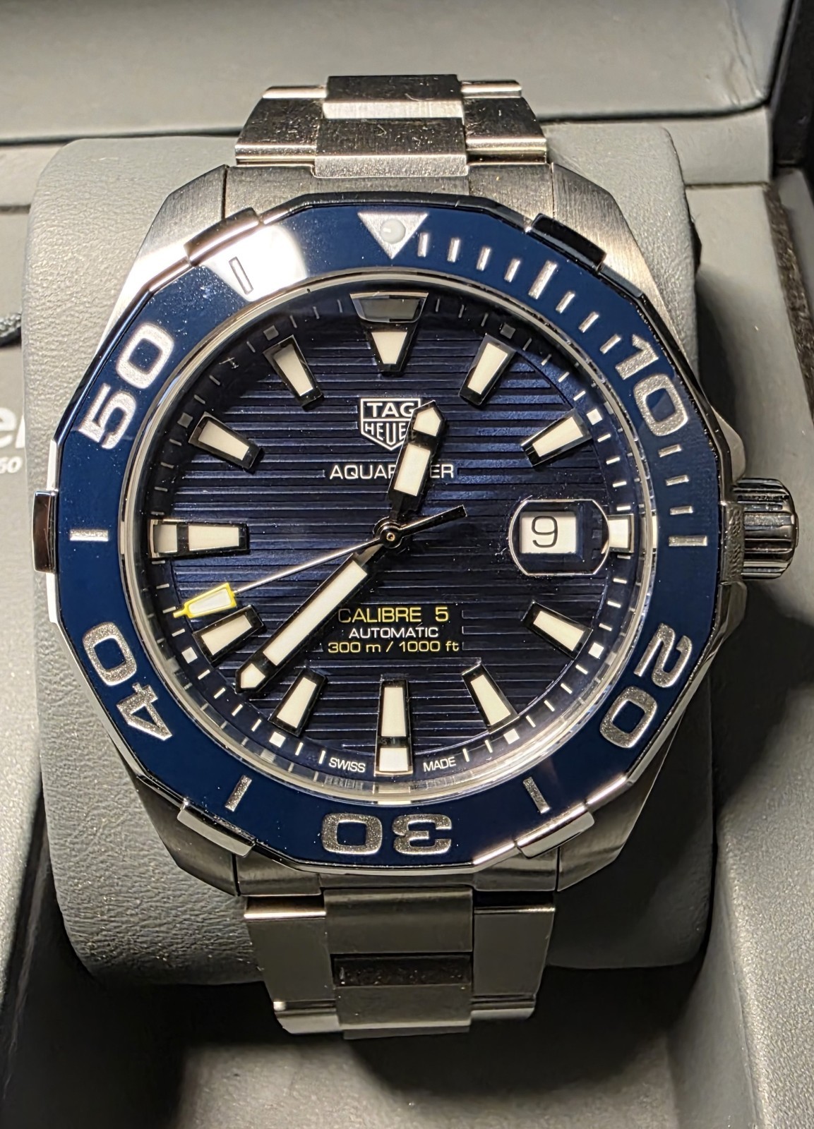 TAG Heuer Aquaracer Calibre 5 Automatic WAY201B.BA0927 Blue Dial 43mm “NEW”