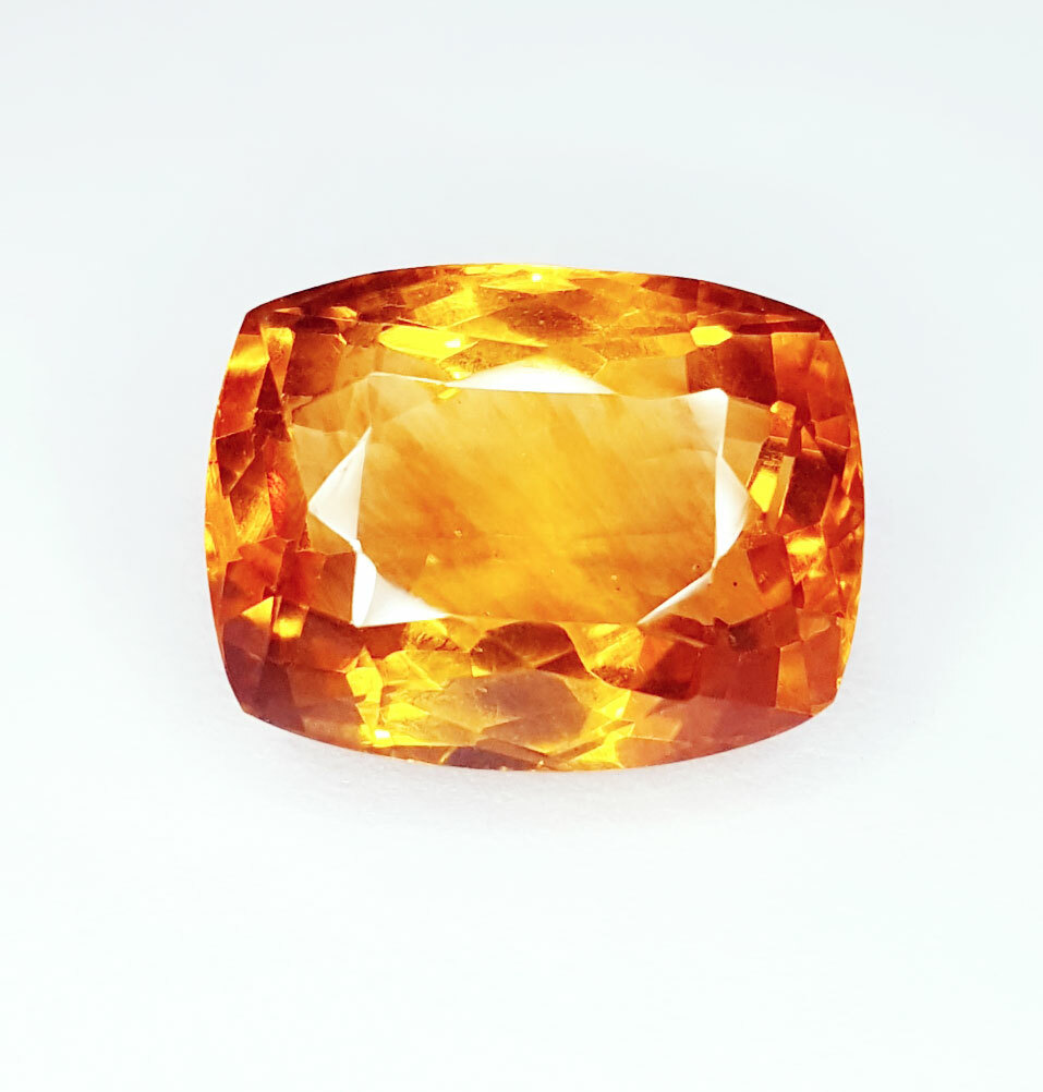 12.07 Ct Natural Yellow Citrine Unheated Certified Loose Gemstone Cushion Gem