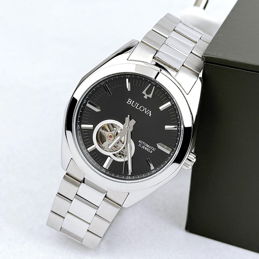 Bulova 96A270 Men’s Surveyor Automatic Black Dial Stainless Steel Watch 42mm