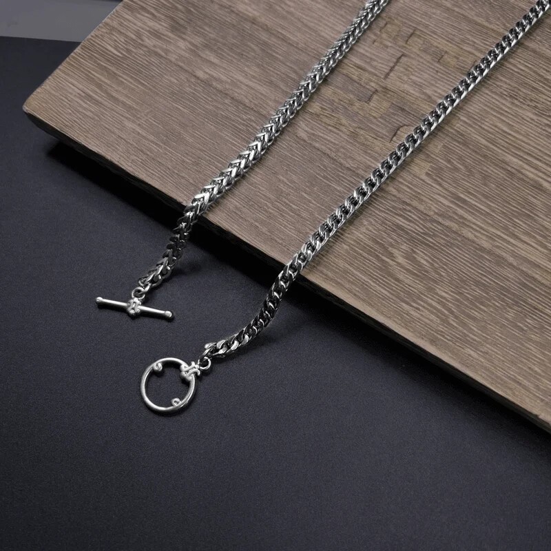 TA1 Pure Titanium Keel Chain Necklace 4mm Men Positive and Negative Anti-Allergy