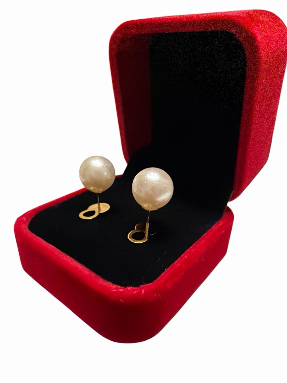 Authentic 10.6mm – 10.7mm South Sea Pearl White Stud Earrings 14k Gold Pawnable