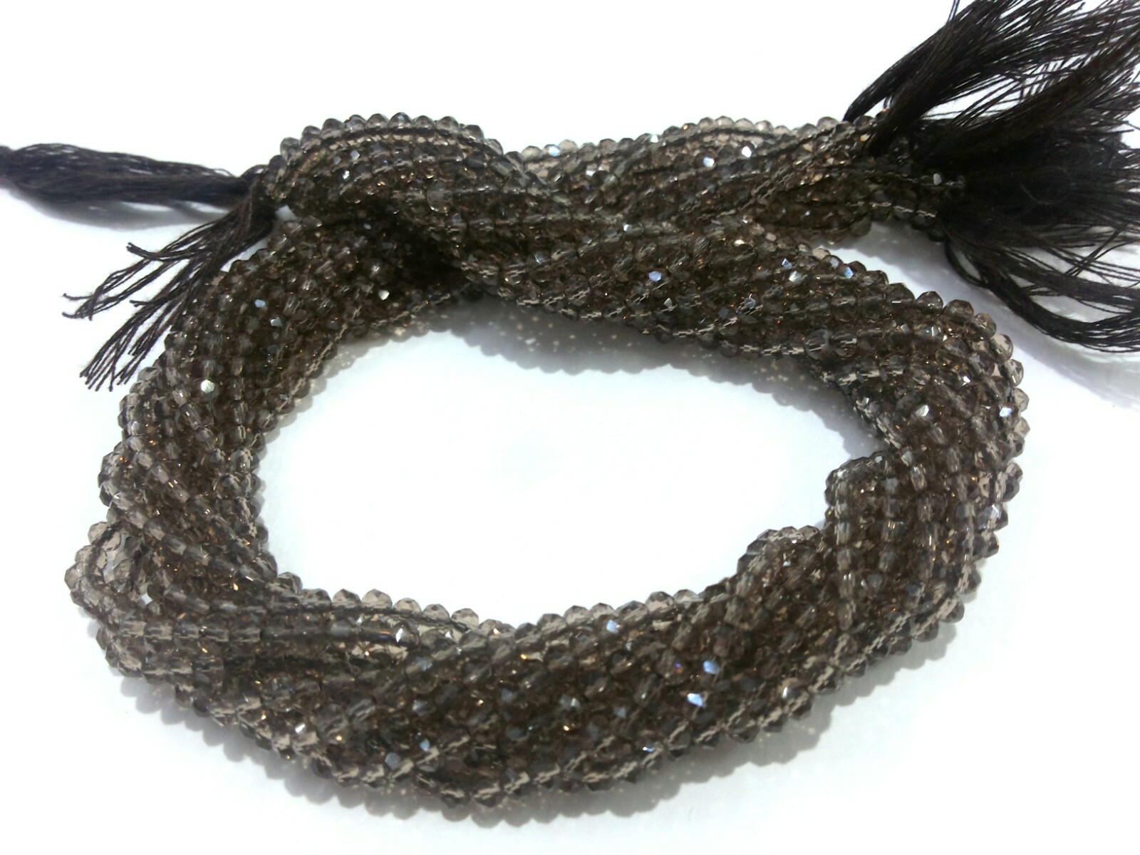 5-25 Strand Smoky Quartz Rondelle Faceted 3-4mm Smoky Crystal Quartz 12″inch