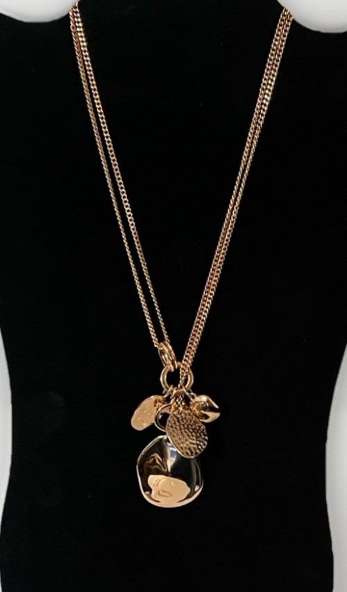 Rose Gold Layered Charm Necklace Teardrop Earrings Modern Minimalist Jewelry Set