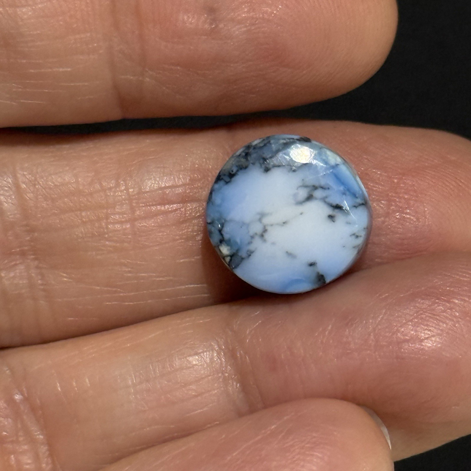 22.4ct 30.6×13.2x7mm White River Stone Lavender Opal Hubei Turquoise Cabochon