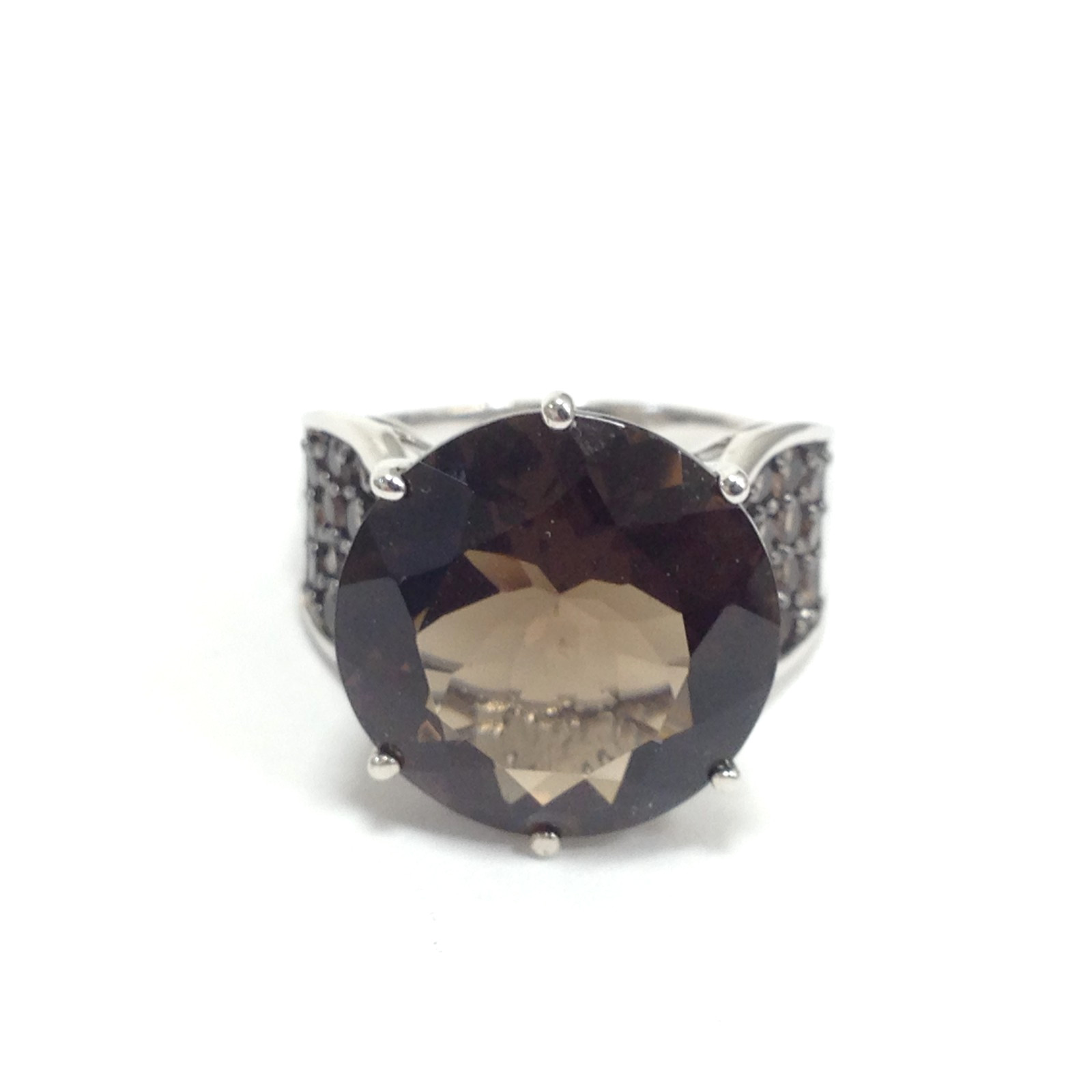 BBJ Bangkok Ratnaraj Sterling Silver Smoky Quartz Gemstone Statement Ring Sz 8
