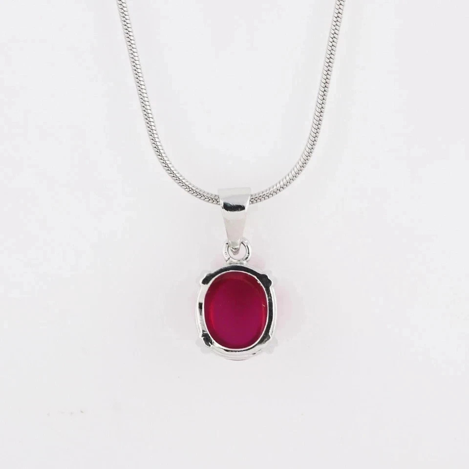 Certified 10 Ct Natural 6 Rays Red Star Ruby Pendant 925 Sterling Silver Jewelry
