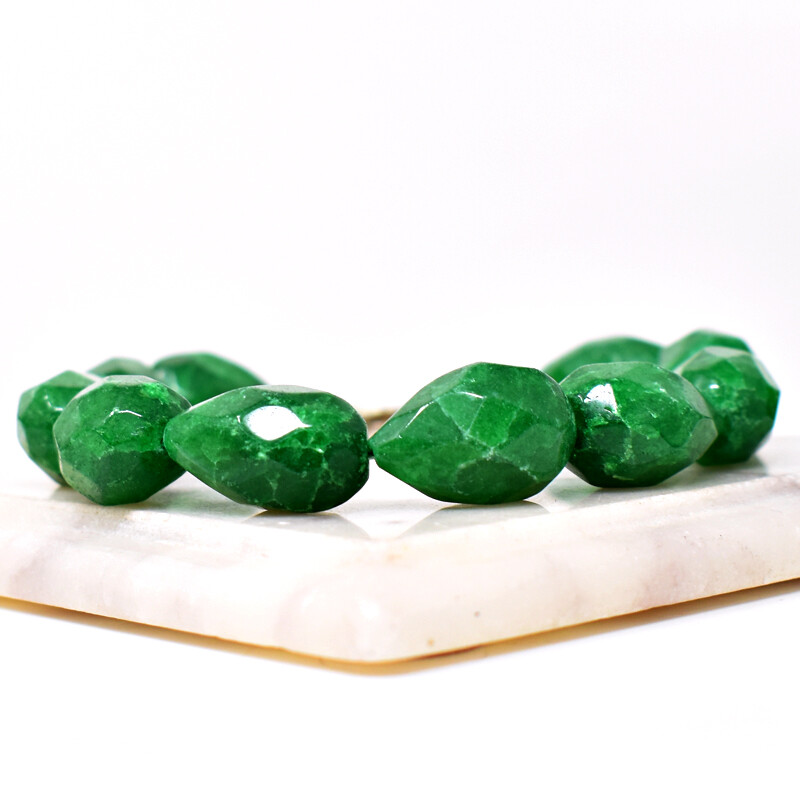218.00 Cts Earth Mined 7″ Emerald Pear Shape Faceted Beads Bracelet NK-14E216