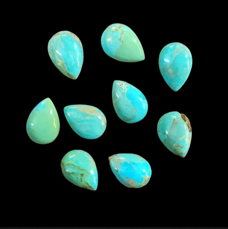 [WHOLESALE] BLUE MOHAVE TURQUOISE CABOCHON PEAR SHAPE LOOSE GEMSTONE