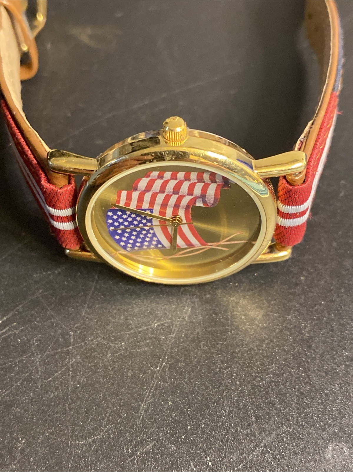 Vintage USA Flag Unisex Valdawn Watch New Battery