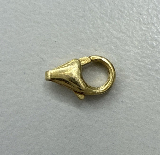 14k Yellow Gold Pear Shape Lobster Fish Lock 6.9 mm Clasp Made In Italy