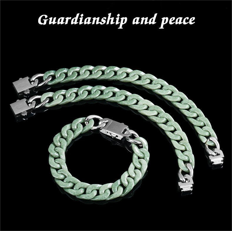 Real Natural Grade A Green Jadeite Jade 4mm Cuban Curb Link Bracelet 5.9-9.4in L