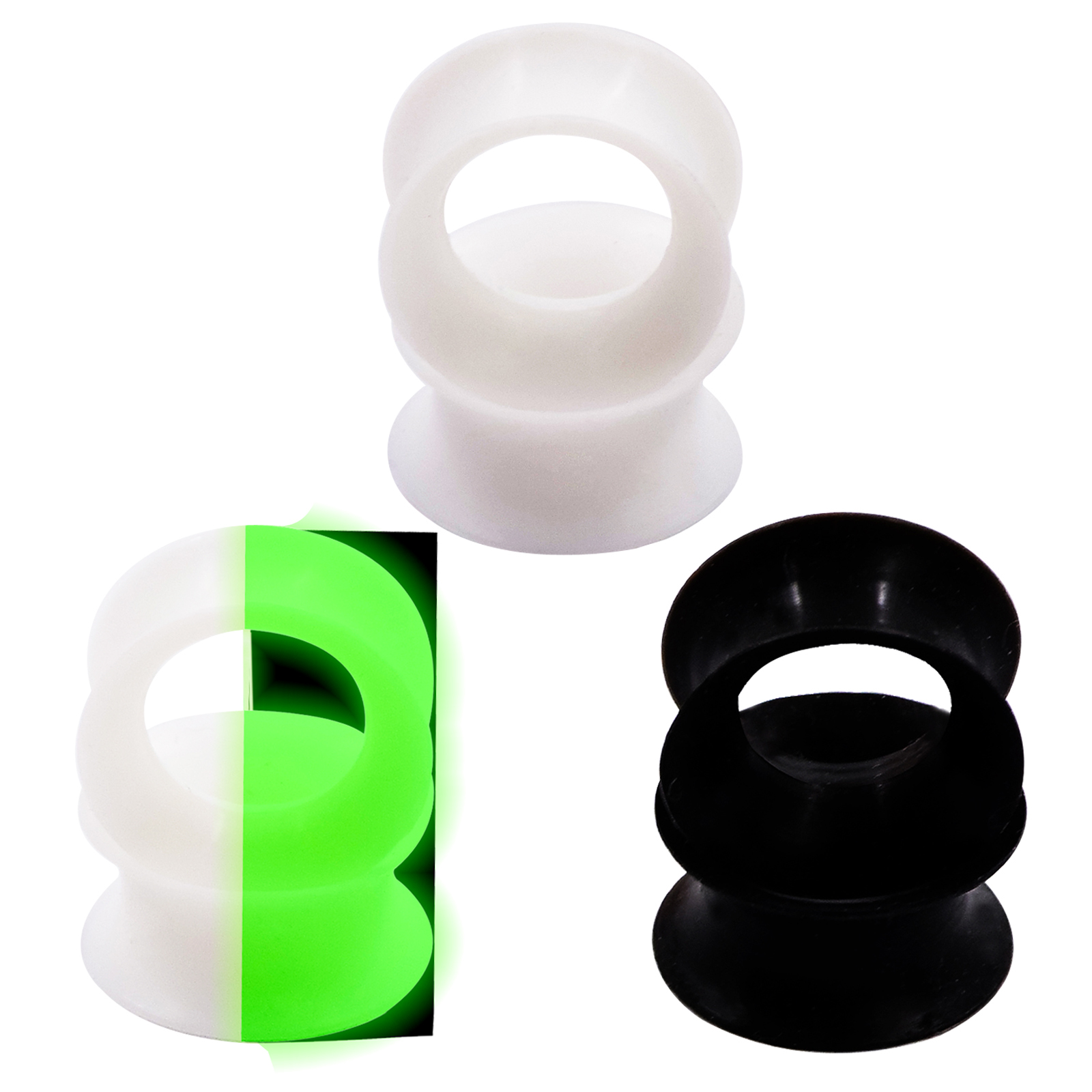 3 Pairs Thin Silicone Ear Skin Flexible Flesh Tunnels Plugs Ear Gauges Earlets
