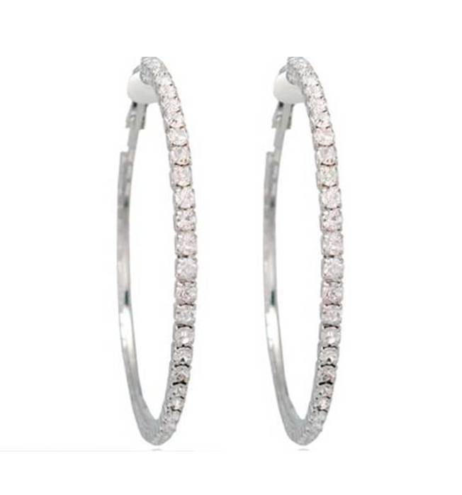 1 Pair Clip-On Rhinestone Hoop Earrings Silver/Gold Small to 2 X Large