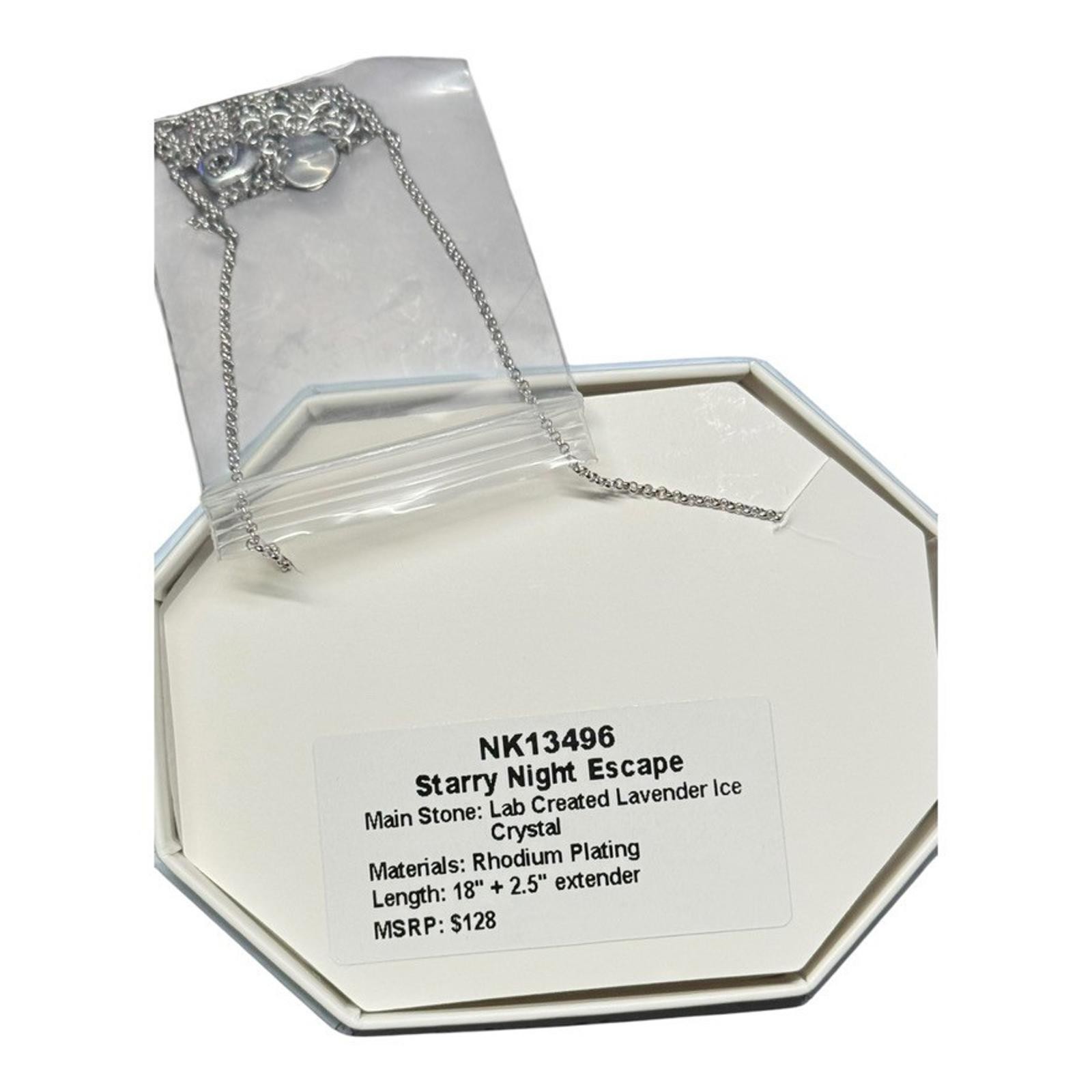 Bomb Party Necklace “Starry Night Escape” Lavender Ice Crystal on Rhodium