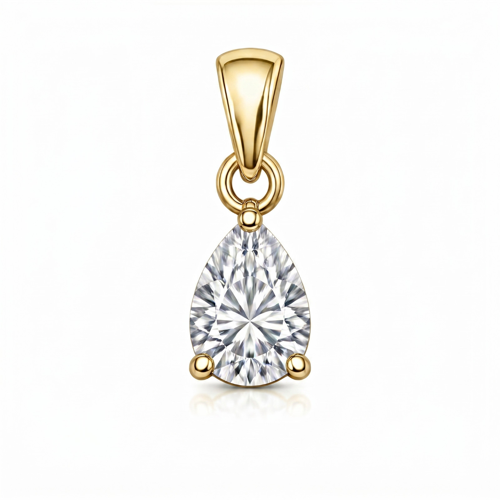 1 Ct 14k Yellow Gold Solitaire Pendant with Bail in Pear Lab Grown Diamonds
