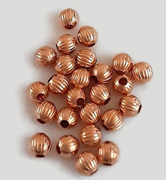 Solid Pure Copper 3mm Corrugated Bead’s x 100 Piece’s Hole Size approx 1mm