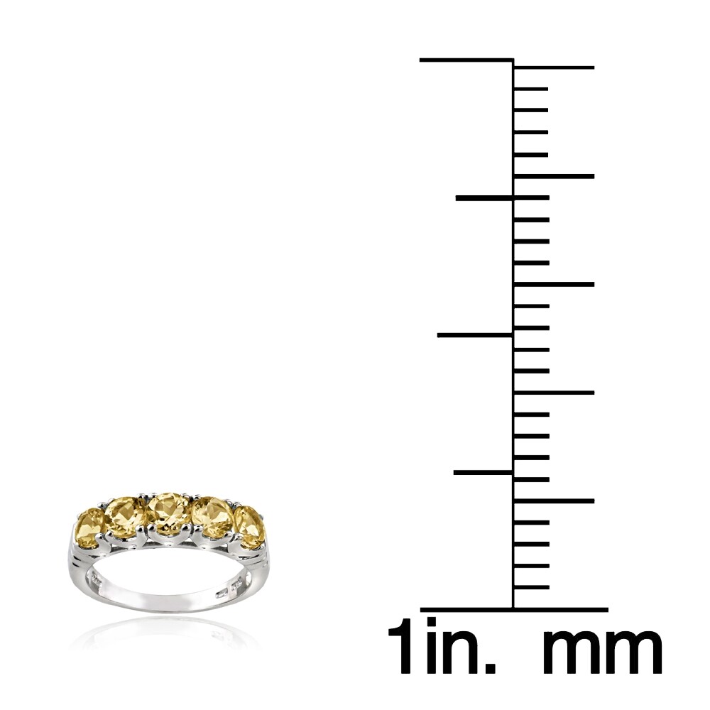 Sterling Silver Citrine Half Eternity Band Ring, Size 6