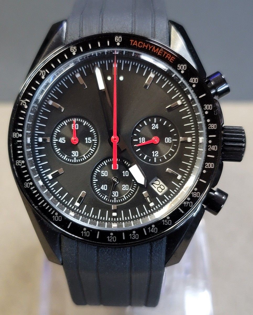 No Logo Homage VK63 Quartz Chronograph 40mm Black Speedmaster Style From Japan