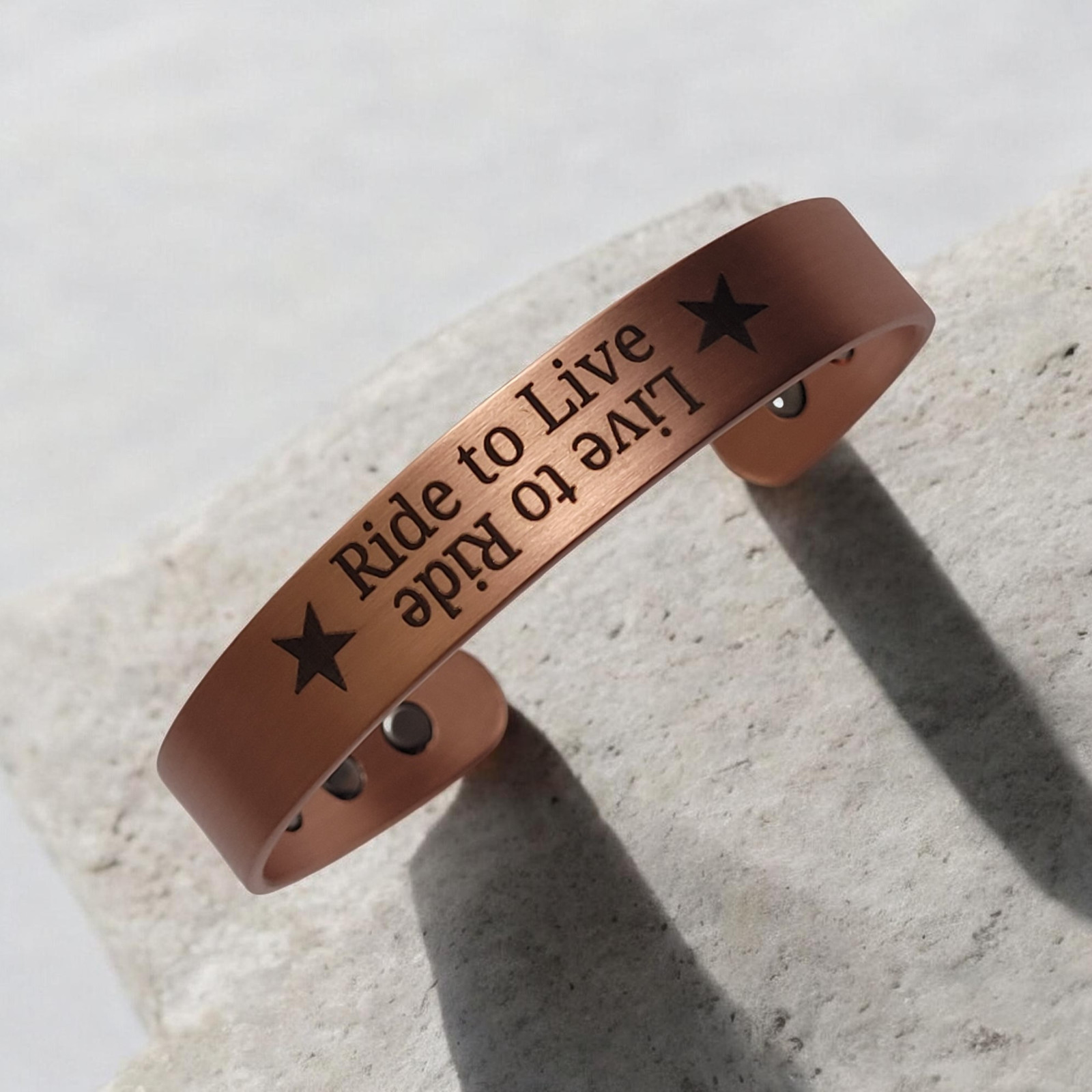 Pure Solid Copper Magnetic Biker Bracelet Arthritis Therapy Cuff Live To Ride