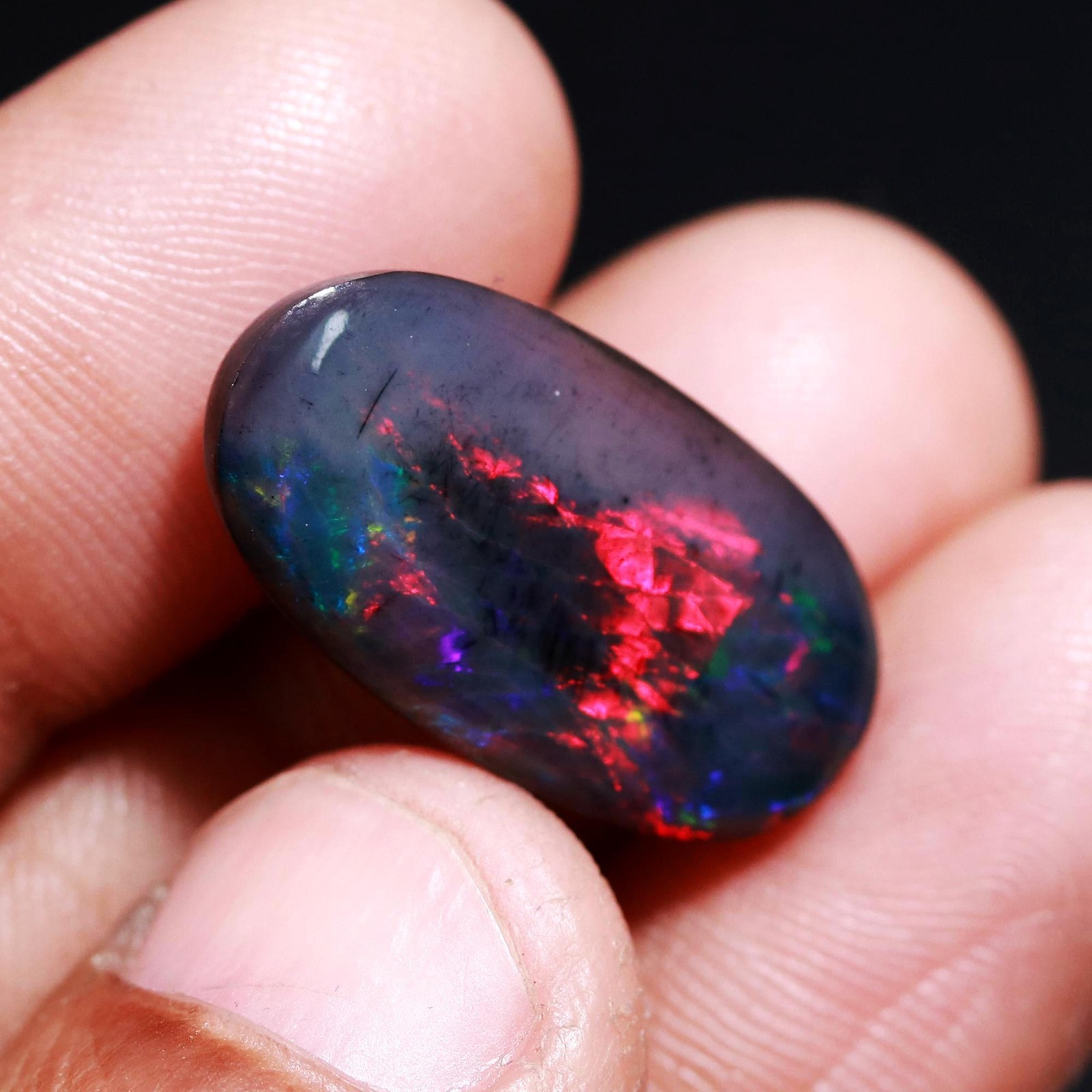 Black Ethiopian Opal Loose Gemstone Big Size 23×12.2×6.2mm 9.05ct