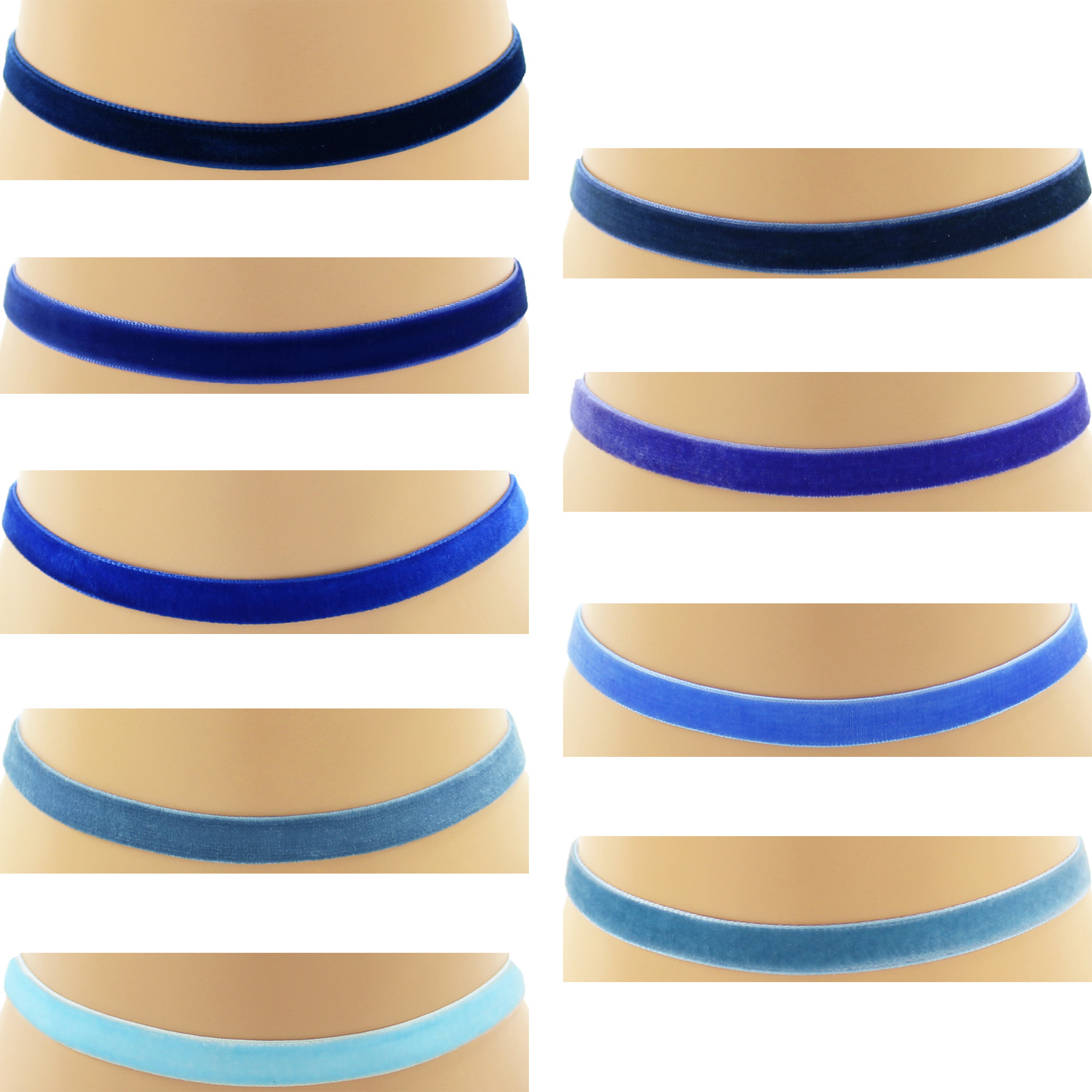 Blue Velvet Choker 3/8 inch (9 – 10 mm) wide custom adjustable ribbon necklace