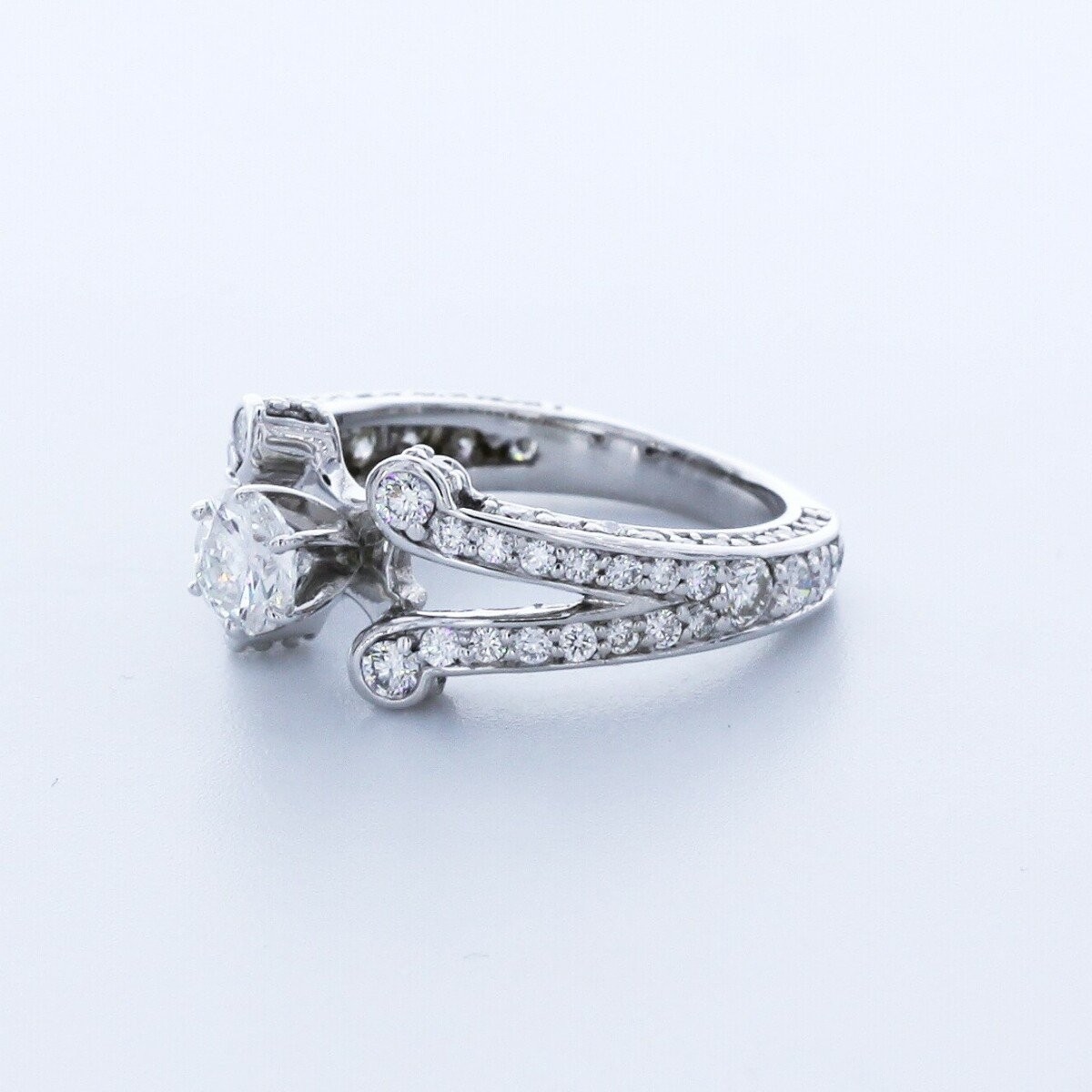 1.9 CT Certified Natural Diamond G/SI1 Round Cut 14K Gold Split-Band Accent Ring