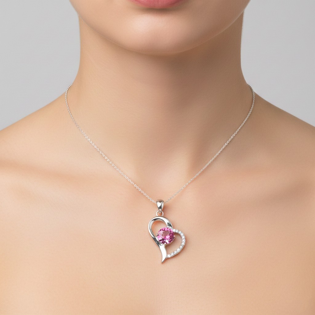 Natural Morganite Gemstone 925 Sterling Silver Pendant Handmade Jewelry For Her